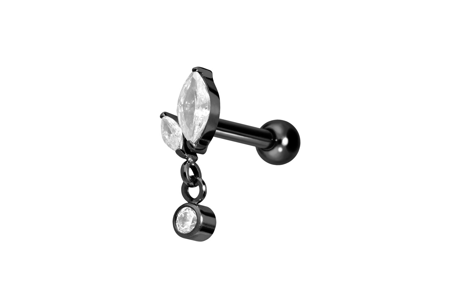 Titan Ohrpiercing mit Innengewinde KNOSPE + KRISTALL